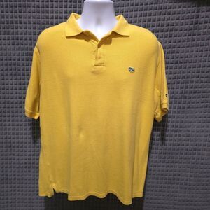 VTG Yellow Short Sleeve Polo Shirt Mens Lg Iguana Don Oversized Collared 90s 80s